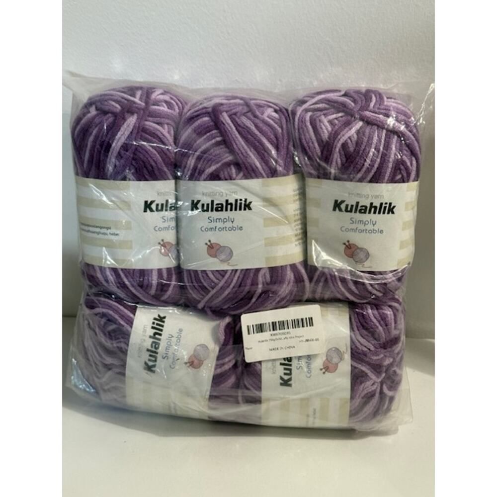 250g(5x50g) Acrylic Crochet/Knitting Yarn Thread, 5 Rolls Skeins Pink Purple